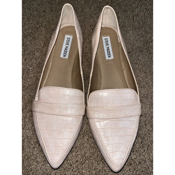 Steve Madden Jainna penny loafers crocodile-embossed Sz 10M Light Pink - Picture 7 of 12
